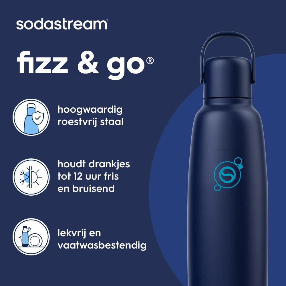 0.9L Sodastream fizz & go™ roestvrijstalen bruiswaterfles bosbes - Image 2